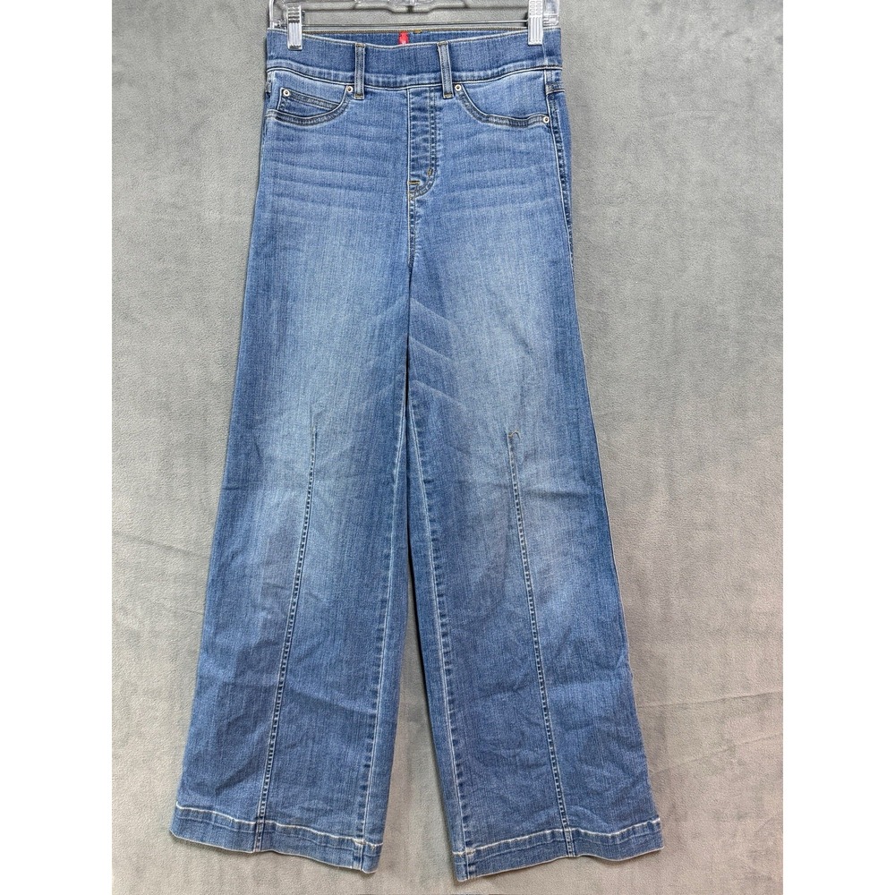 Spanx Wide Leg Front Seam Jeans Vintage Indigo Small Comfort Pull On